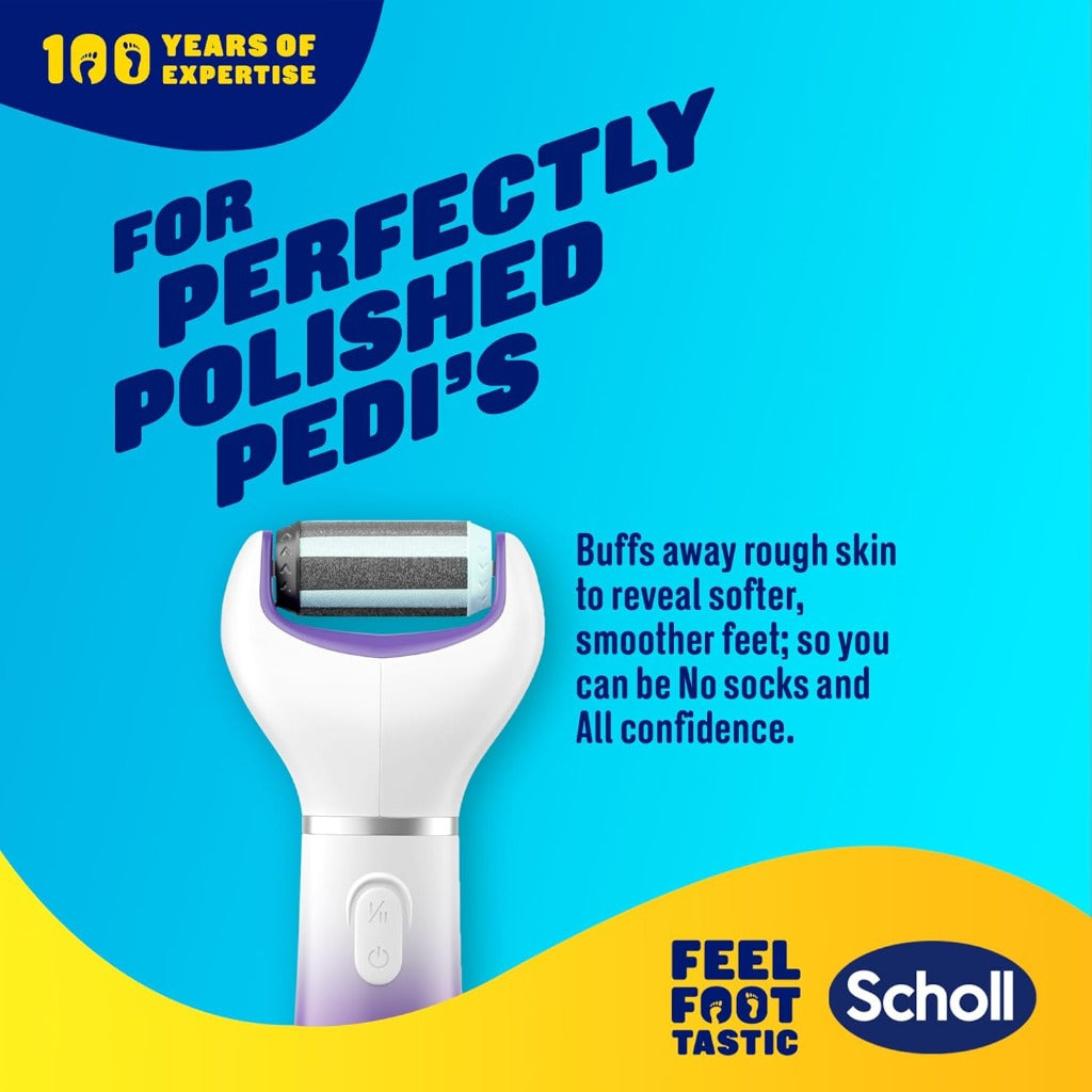 Scholl ExpertCare 2-in-1 File & Smooth Dual Speed Electric Foot File Pedi Hard Skin Callus Removal Battery Operated - Damaged Box