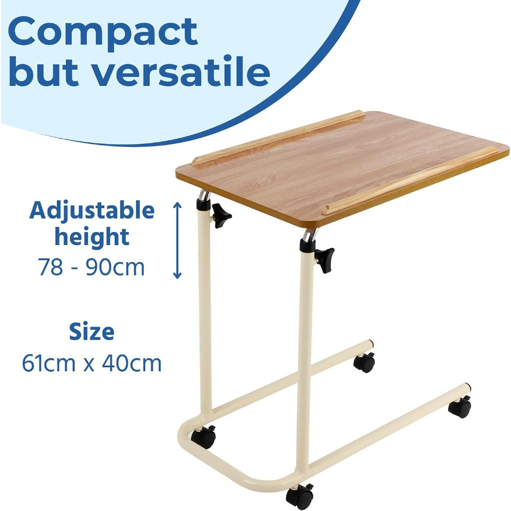 Days Overbed Table with Wheels - Height Adjustable - 61 x 40 cm - Mobility Aid Tray for Bedside Sofa Chair - Very Good