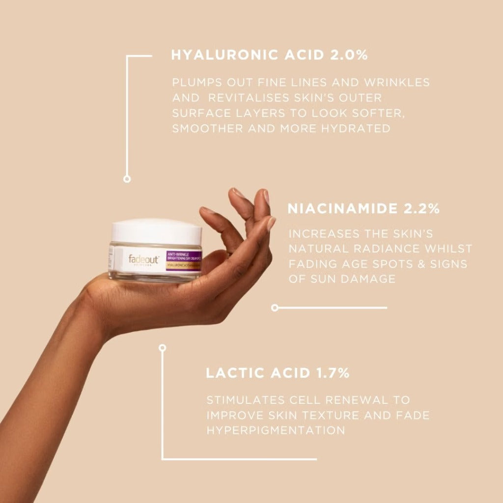 Fade Out Advanced+ Age Protection Day Cream - Even Skin Tone, SPF 25, Hyaluronic Acid, Niacinamide, 50ml Brightening - New - BBE 04/2031