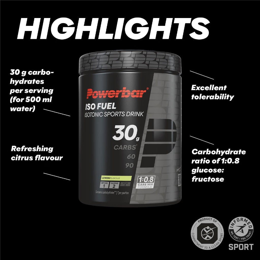 Powerbar Iso Fuel 30 Isotonic Sports Drink - Lemon - 608g - Vegan Hydration Powder - New - BBE 09/2026