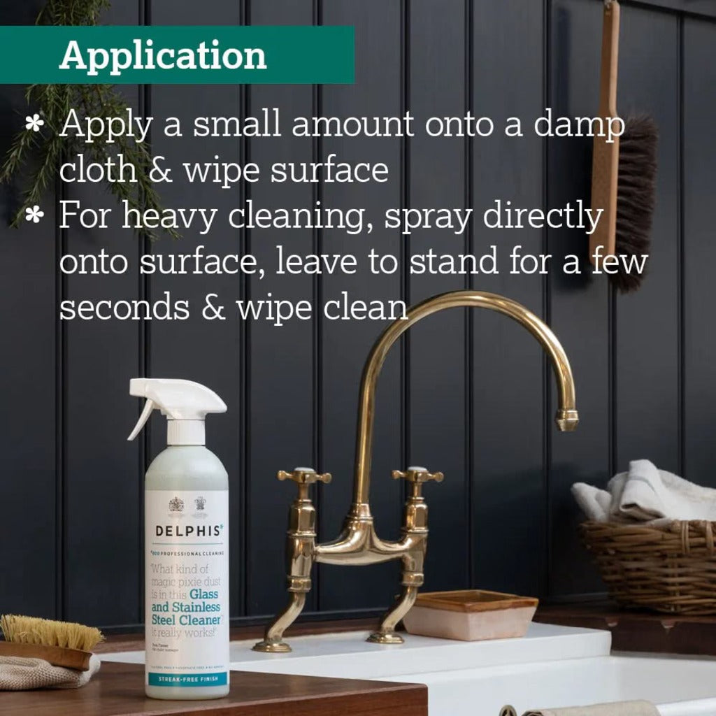 Delphis Eco Glass Window & Stainless Steel Cleaner - 700ml Spray Bottle Multi-Surface Eco-Friendly - New