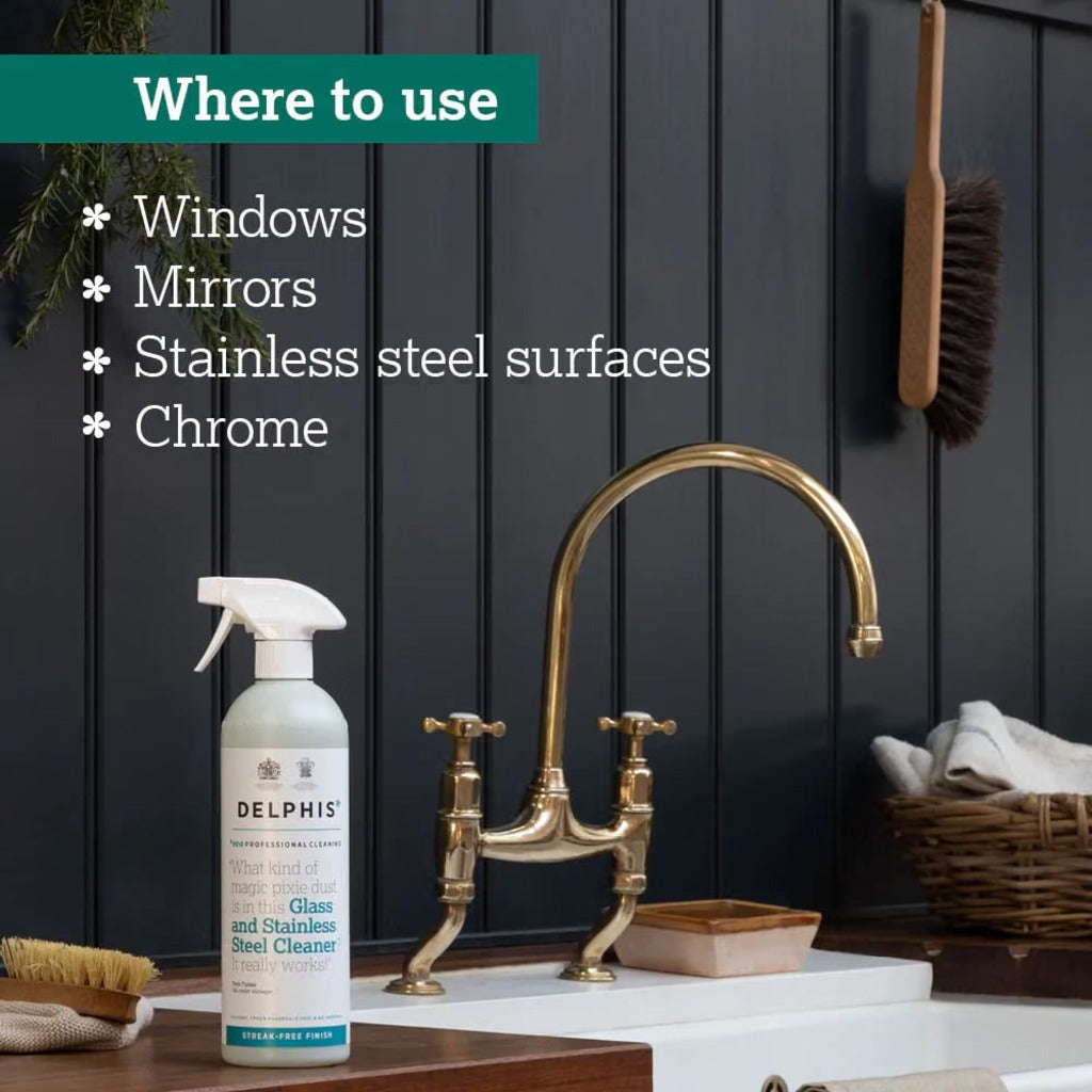 Delphis Eco Glass Window & Stainless Steel Cleaner - 700ml Spray Bottle Multi-Surface Eco-Friendly - New