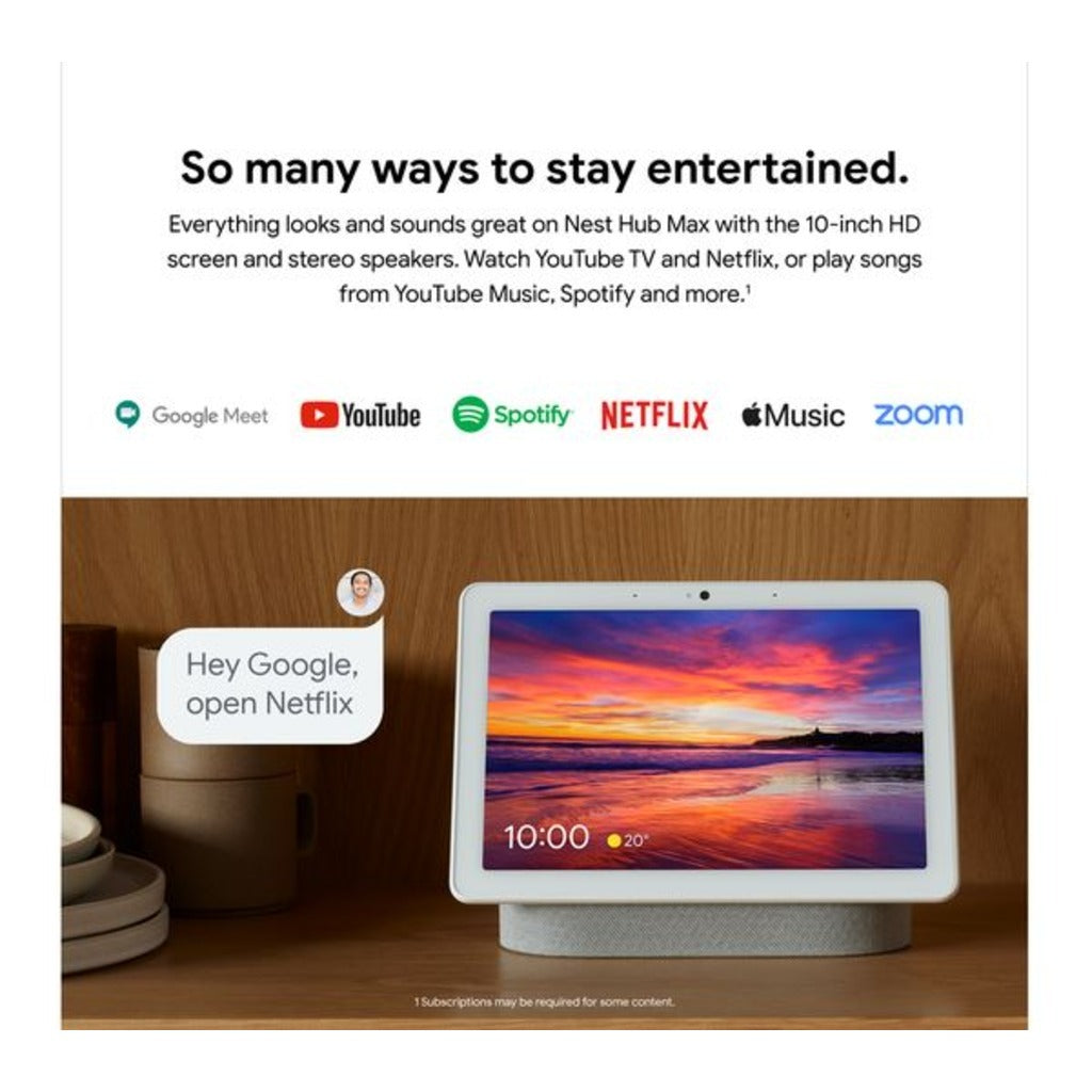 Google Nest Hub Max Smart Display - Google Assistant - Chalk - Home Control Speaker - Like New