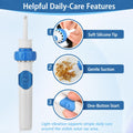 Electric Ear Wax Removal Kit - Soft Silicone Tips, Low Noise, 2 Replacement Heads, Sky Blue - New