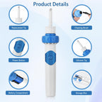Electric Ear Wax Removal Kit - Soft Silicone Tips, Low Noise, 2 Replacement Heads, Sky Blue - New