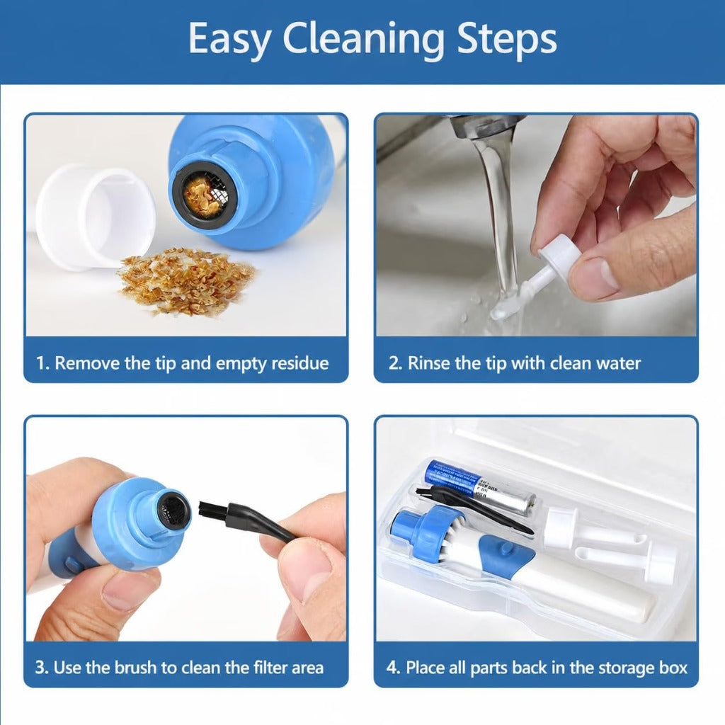 Electric Ear Wax Removal Kit - Soft Silicone Tips, Low Noise, 2 Replacement Heads, Sky Blue - New