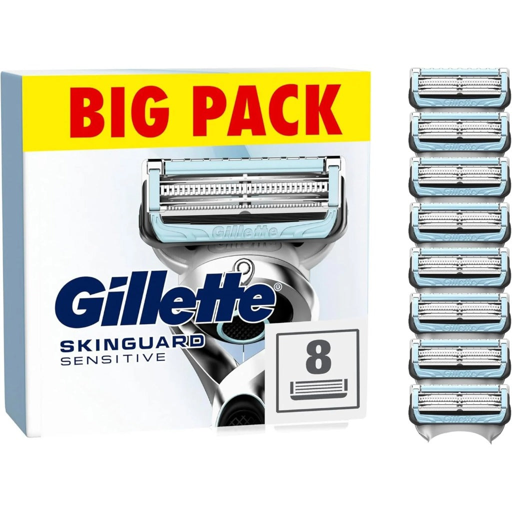 Gillette SkinGuard Sensitive Razor Blades Men - Pack of 8 Refills with Precision Trimmer - Fits ProGlide ProShield Fusion5 Handles - New