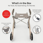 byACRE Carbon Ultralight Rollator Walker - 4.8kg Lightweight Mobility Aid - Champagne Gold Regular Size - Damaged Box