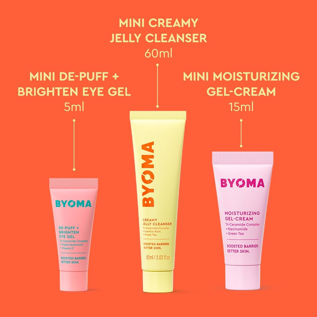BYOMA Star Power Brightening Trio Skincare Set - Face Care Gift Pack - 5ml 60ml 15ml Serums & Moisturiser - New