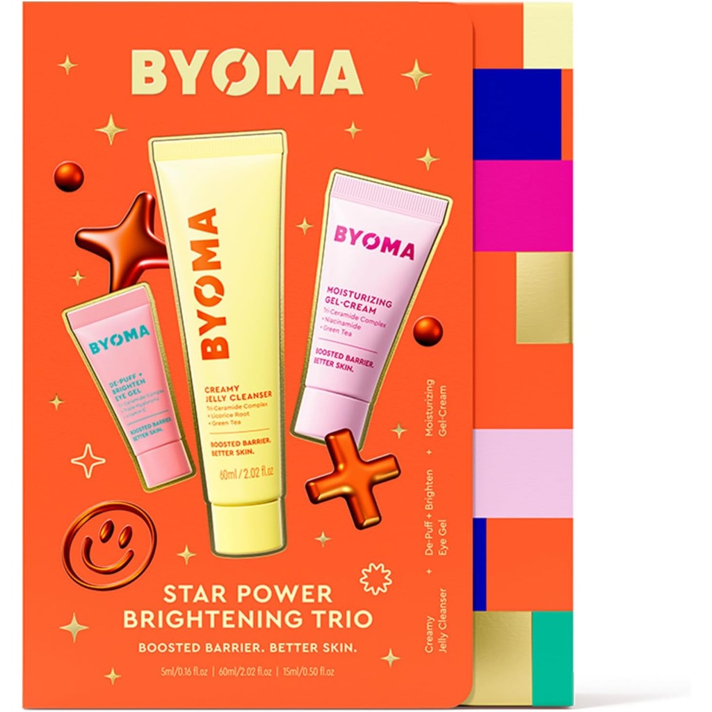 BYOMA Star Power Brightening Trio Skincare Set - Face Care Gift Pack - 5ml 60ml 15ml Serums & Moisturiser - New