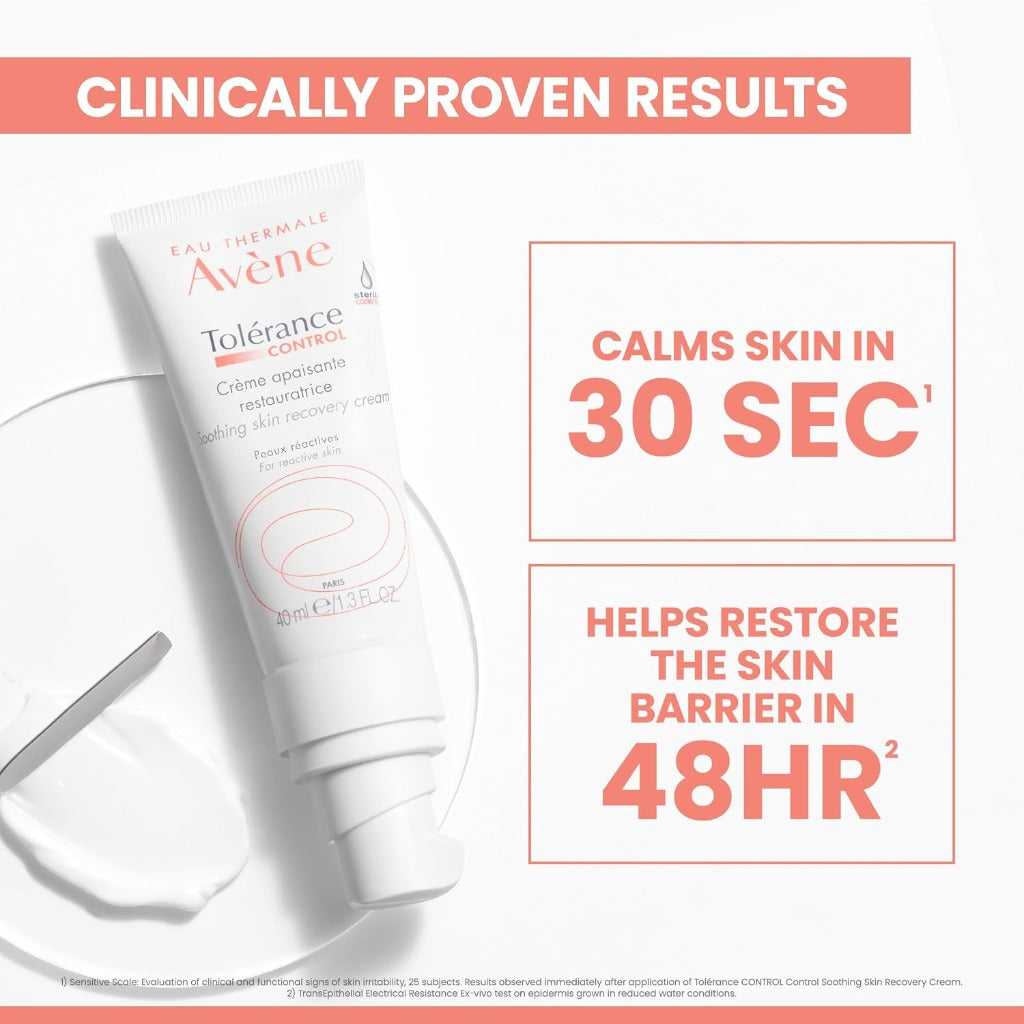 AVENE Tolerance Control Soothing Skin Recovery Cream - 40ml - Sensitive Skin Moisturiser - Damaged Box - BBE 12/2027