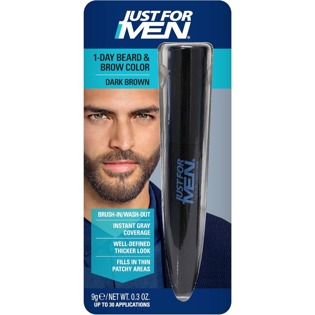 Just For Men Beard & Brow Colour - Brush-In Wash-Out Dark Brown Dye - Damaged Box