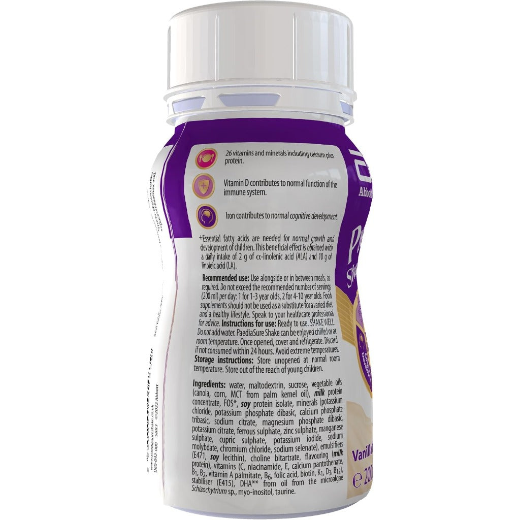PaediaSure Shake - Vanilla Flavour 4x 200ml - Protein & Vitamin D Supplement Drink - New - BBE 03/2027