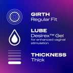 Durex Feel Intense Condoms - Ribbed & Dotted - Pre-Lubricated - 6 Pack - New