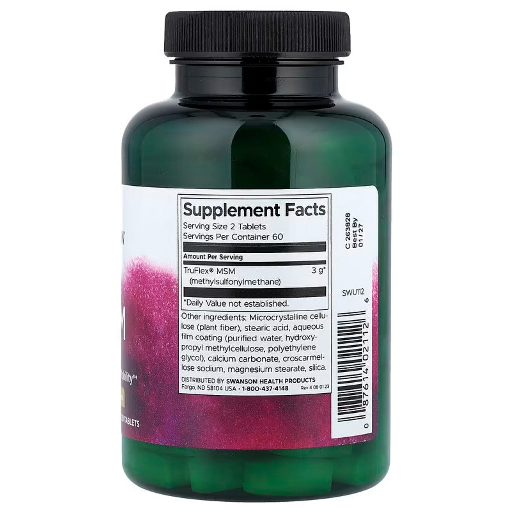 Swansons Swanson MSM 1500mg Tablets - 120 Count Joint & Skin Health Supplement - New