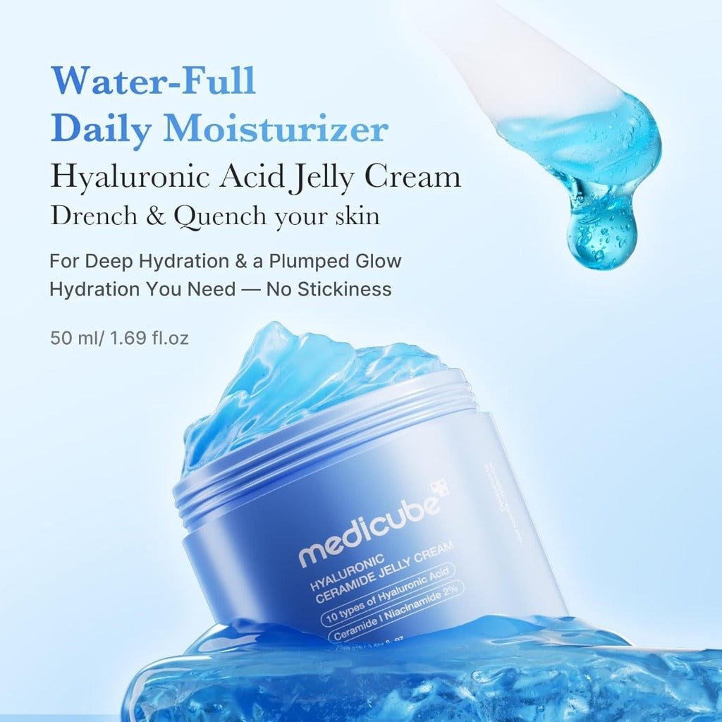 Medicube Jelly Cream - Hyaluronic Acid Hydrating Moisturiser 50ml - Long-lasting Hydration Face Cream - Damaged Box - BBE 07/2029