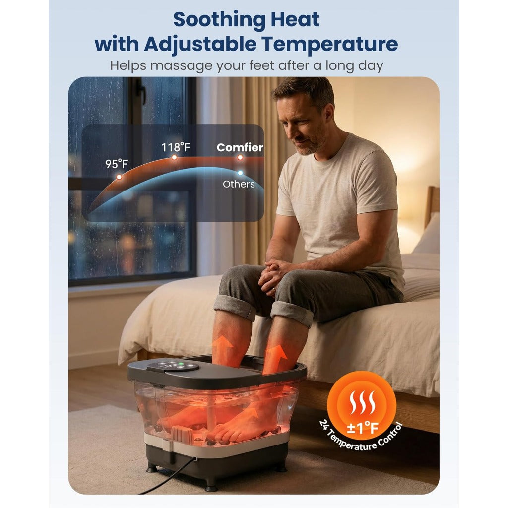 COMFIER Electric Foot Spa Massager - Heat - Automatic Rolling Massage - Pedicure Bath - Foot Relaxation - Home Use - Good