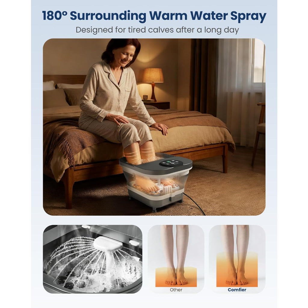 COMFIER Electric Foot Spa Massager - Heat - Automatic Rolling Massage - Pedicure Bath - Foot Relaxation - Home Use - Good