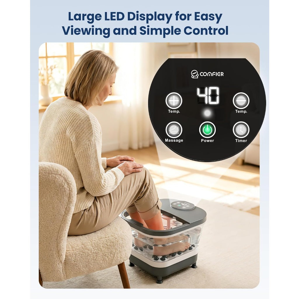 COMFIER Electric Foot Spa Massager - Heat - Automatic Rolling Massage - Pedicure Bath - Foot Relaxation - Home Use - Good