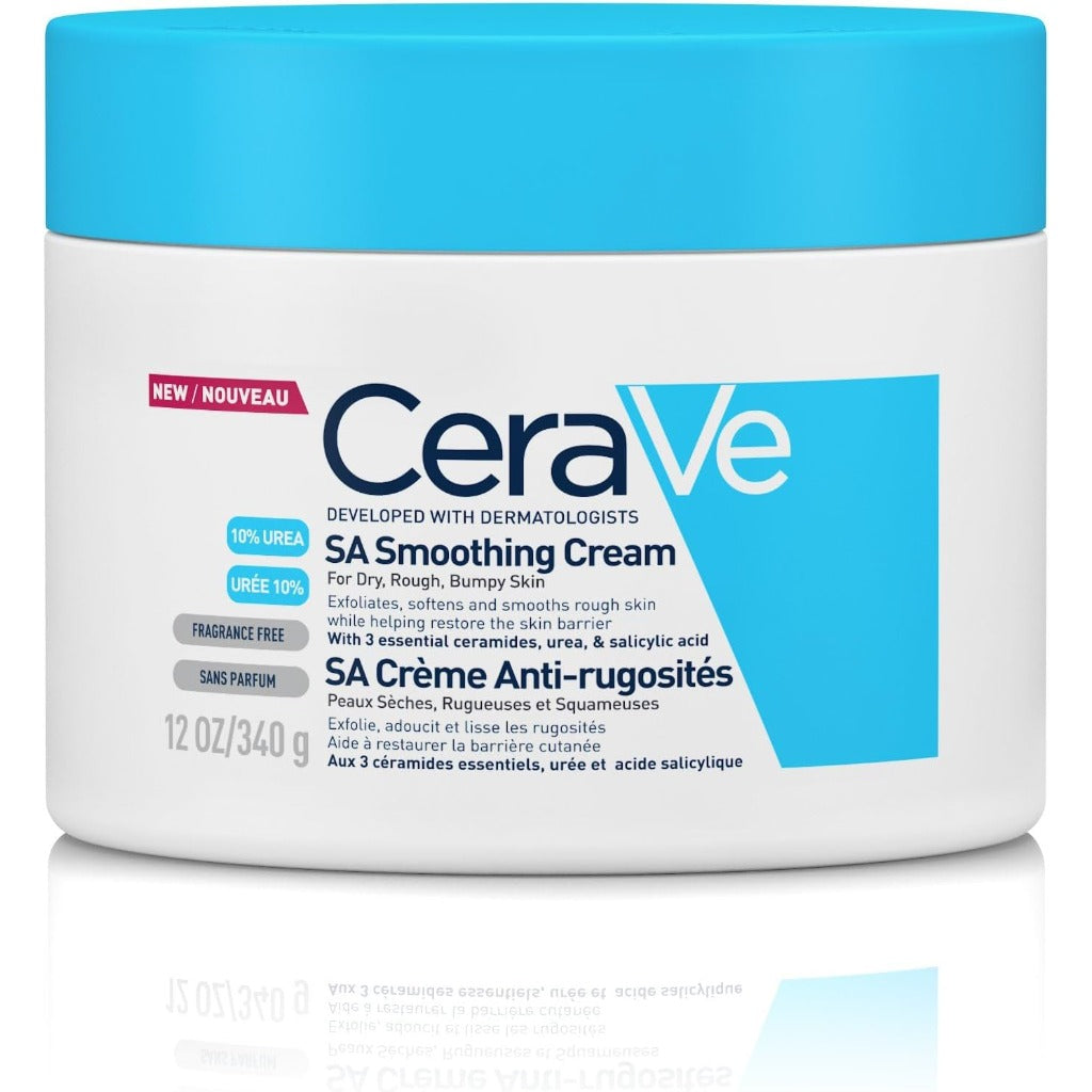CeraVe SA Smoothing Cream 340g Pot - Salicylic Acid & Urea Exfoliating Body Moisturiser for Dry Rough Bumpy Skin - New