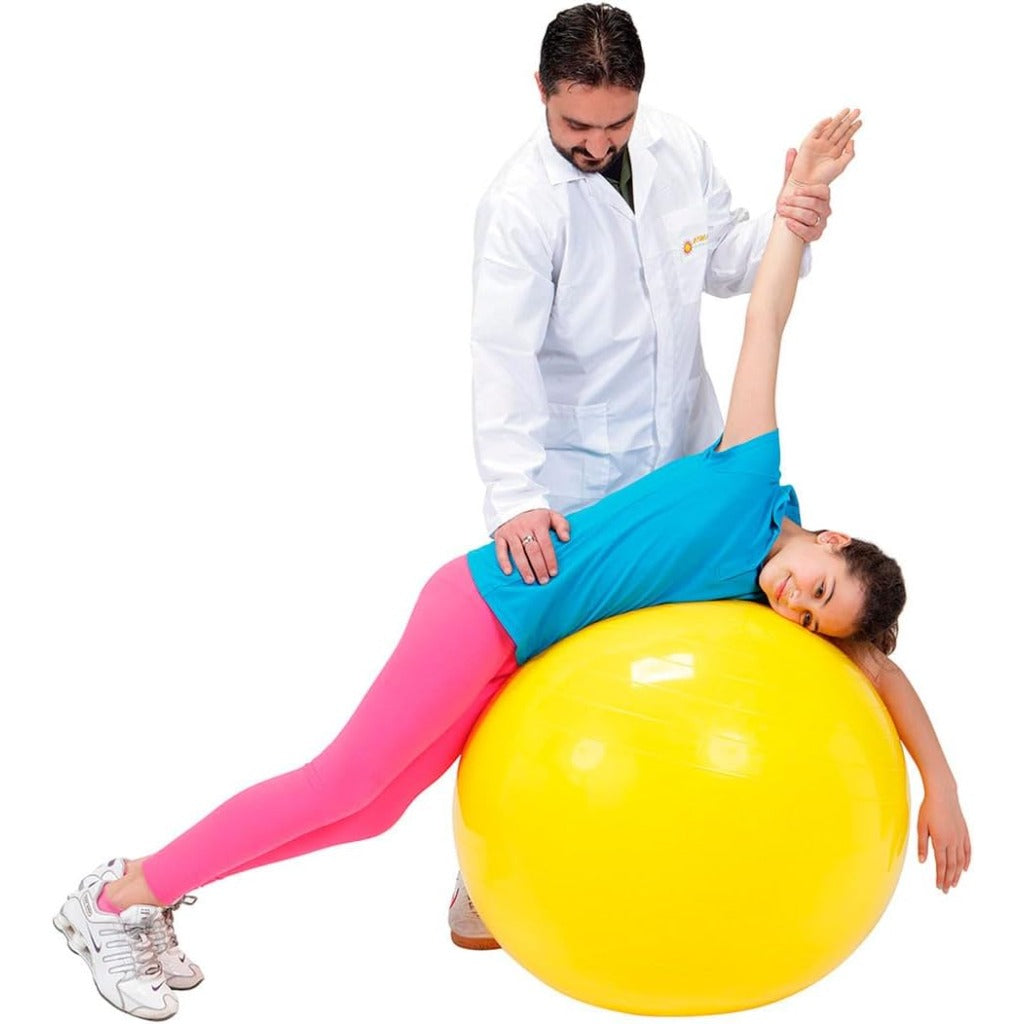 NRS Healthcare Gym Ball 45cm 17.5 Inch Diameter Anti Burst Fitness Yoga Swiss Ball for Exercise and Rehabilitation Yellow - Like New