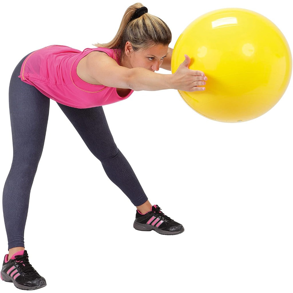 NRS Healthcare Gym Ball 45cm 17.5 Inch Diameter Anti Burst Fitness Yoga Swiss Ball for Exercise and Rehabilitation Yellow - Like New