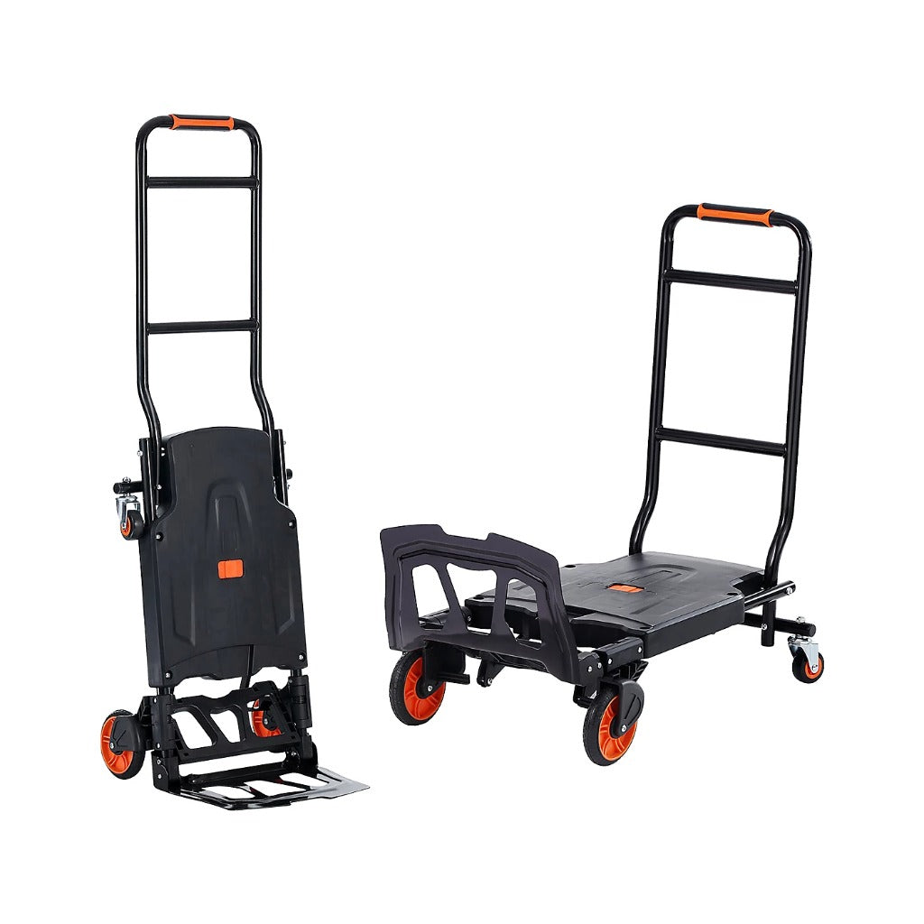 VEVOR 2-in-1 Aluminium Hand Truck Dolly - 300 lbs Convertible Platform Cart with Rubber Wheels - Very Good