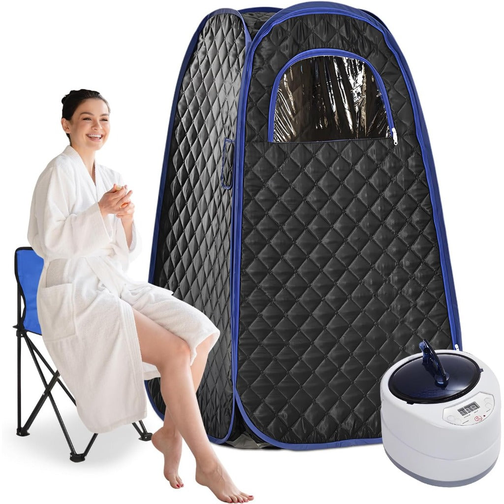 Portable Steam Sauna Tent Fast Pop-Up Home Spa - 1000W 2L Detox Personal Sauna with 9 Temperature Settings - Damaged Box