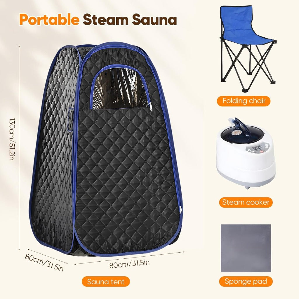 Portable Steam Sauna Tent Fast Pop-Up Home Spa - 1000W 2L Detox Personal Sauna with 9 Temperature Settings - Damaged Box