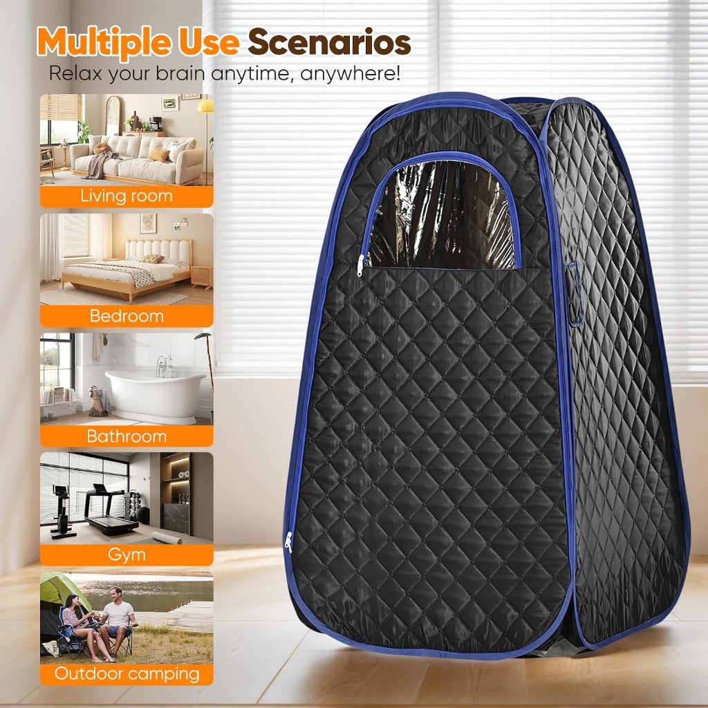 Portable Steam Sauna Tent Fast Pop-Up Home Spa - 1000W 2L Detox Personal Sauna with 9 Temperature Settings - Damaged Box