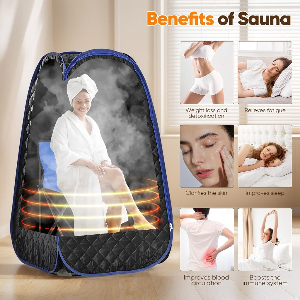 Portable Steam Sauna Tent Fast Pop-Up Home Spa - 1000W 2L Detox Personal Sauna with 9 Temperature Settings - Damaged Box