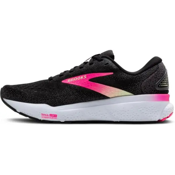 Brooks Ghost 16 Womens Running Trainer UK Size 7 Black / Pink / Yellow - New Brooks