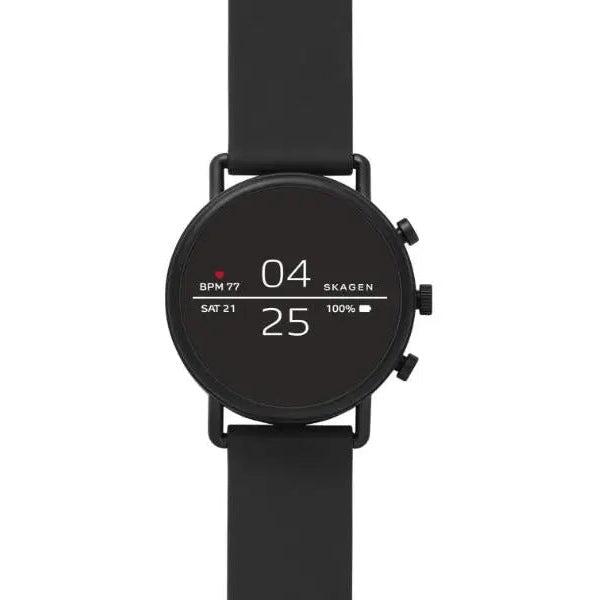 SKAGEN Falster 2 Smartwatch with Heart Rate Monitor - Black, Leather Strap Skagen