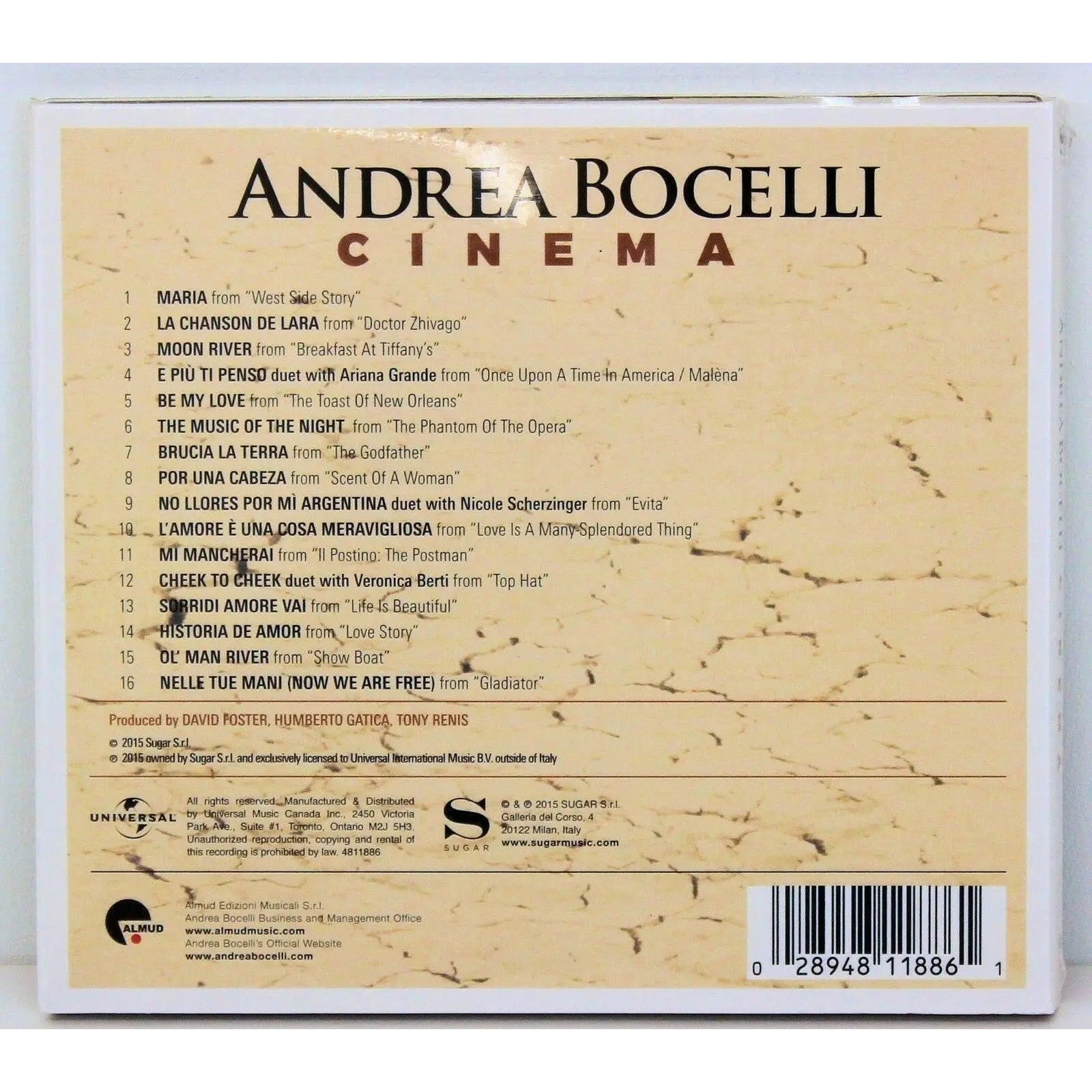 Andrea Bocelli Cinema Deluxe Edition CD Album New Sealed Universal