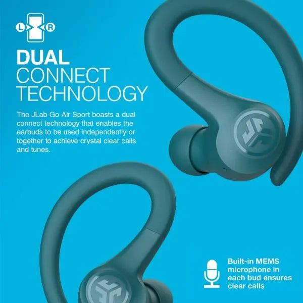 JLab Go Air Sport True Wireless Bluetooth In-Ear Headphones Teal Jlab