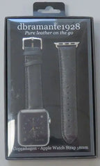 Dbramante1928 Leather Copenhagen Series 1-10 38/40/41mm Apple Watch Strap Black/Silver Dbramante1928