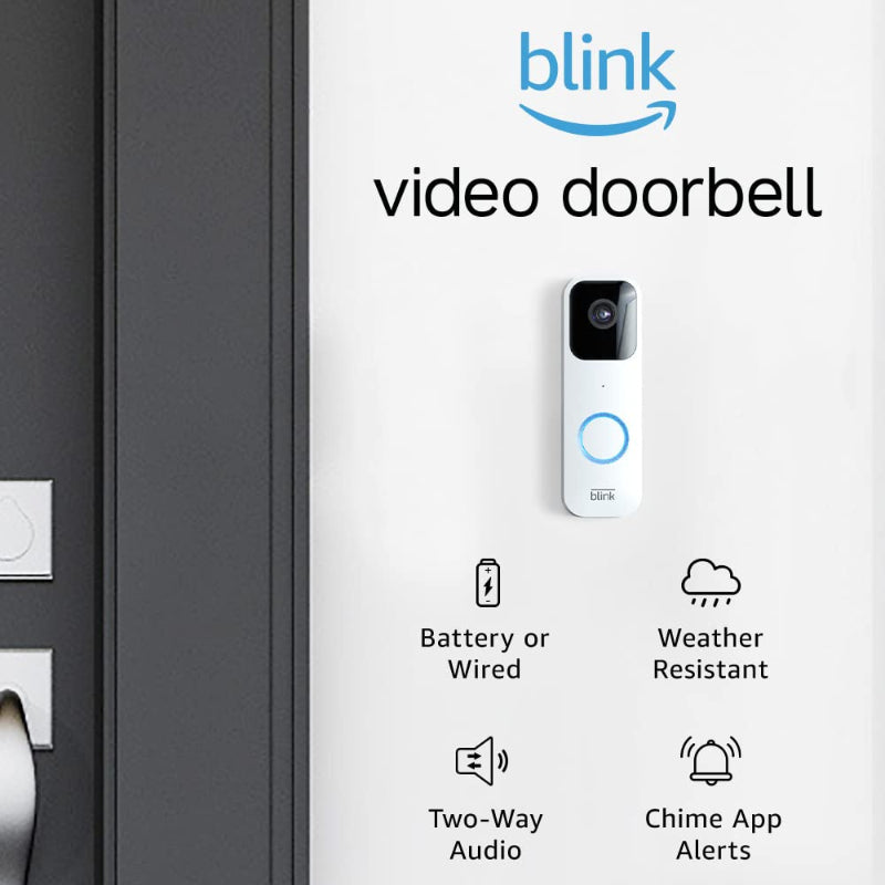 Blink Video Doorbell – HD Video, Two-Way Audio, Motion Alerts, Alexa Enabled, Wired/Wire-Free – White - Refurbished Blink