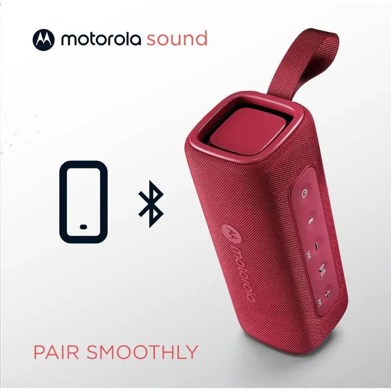 Motorola ROKR 600 Bluetooth Speaker: 30W Sound, Water Resistant, 6H Play, Red - New Motorola