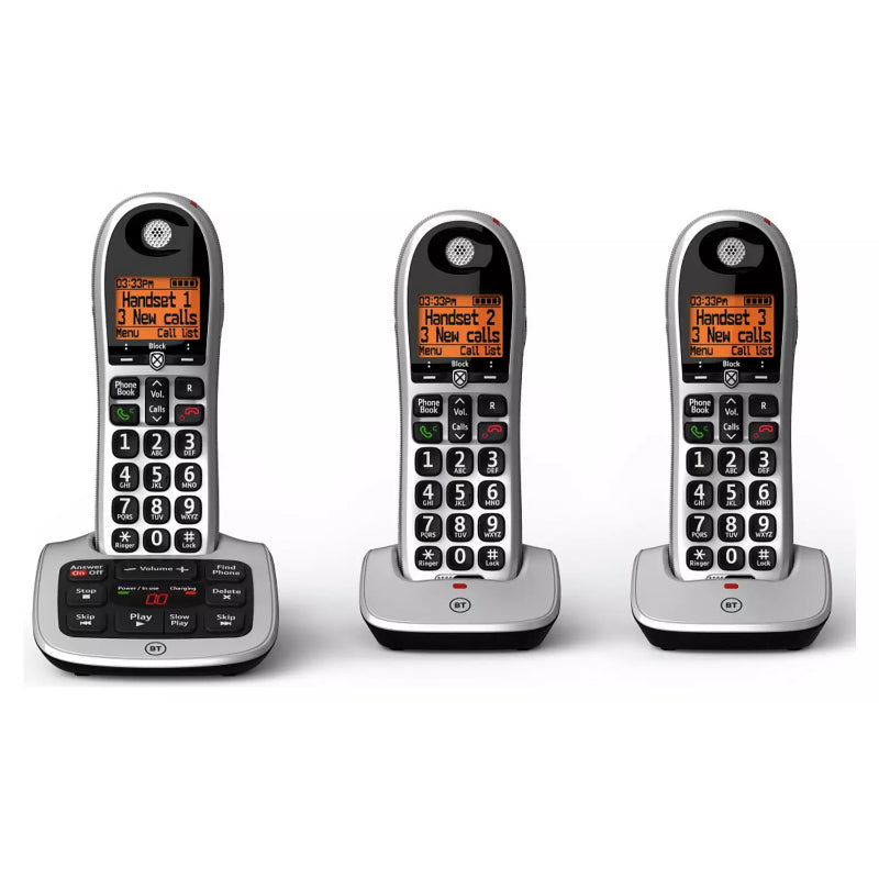 BT 4600 Big Button Cordless Phone w/ Answer Machine 3 Handsets Nuisance Block - Like New BT