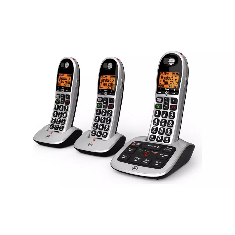BT 4600 Big Button Cordless Phone w/ Answer Machine 3 Handsets Nuisance Block - Like New BT