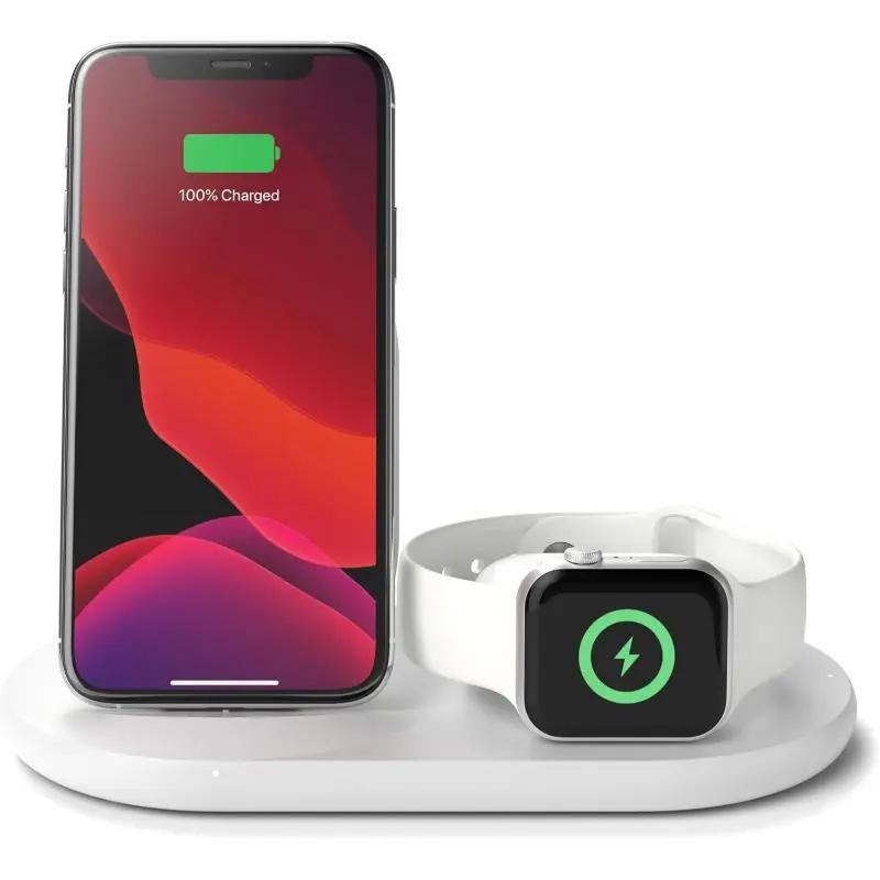 Belkin 3-In-1 Wireless Charging Dock 7.5W For iPhone Apple Watch Airpods - White - New Belkin