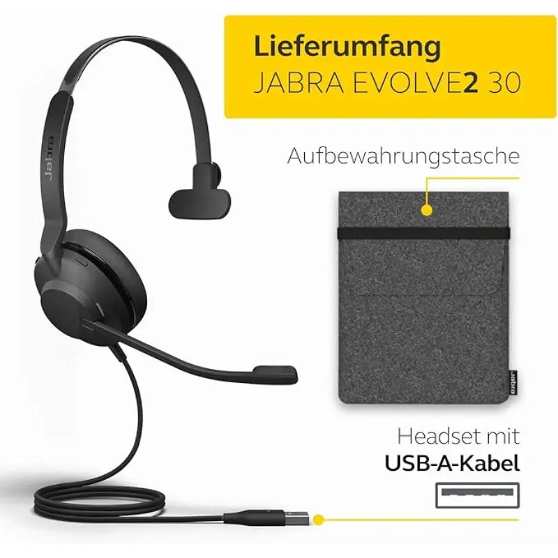 Jabra Evolve2 30 Mono USB-A Noise-Cancelling Headset – Microsoft Teams Certified - Refurbished Jabra