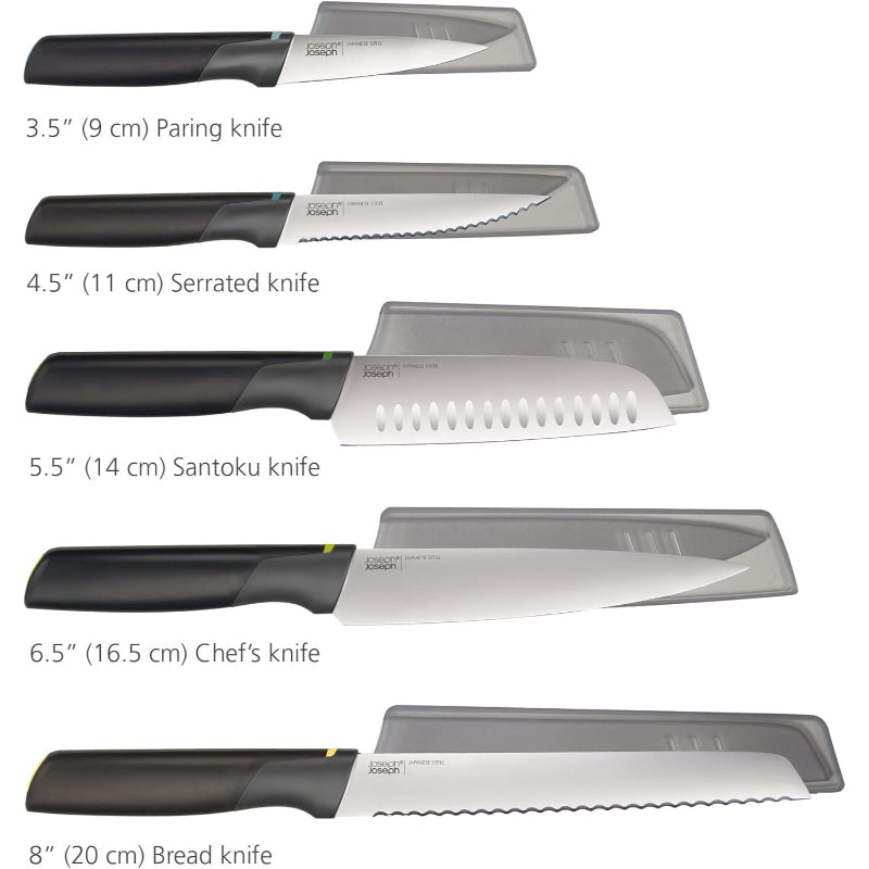 Joseph Joseph Duo 5 Piece Elevate Kitchen Knife Set Black Silver Set - New Joseph Joseph