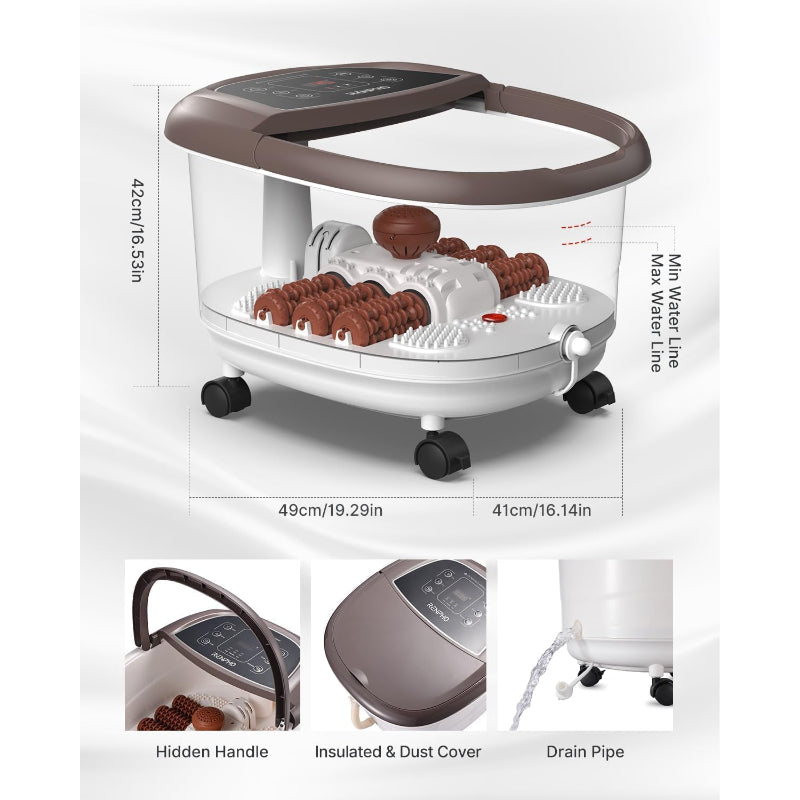 RENPHO Foot Spa Massager Heater Auto Roller 3 Modes Timer Temp Brown - Very Good The Outlet Shop