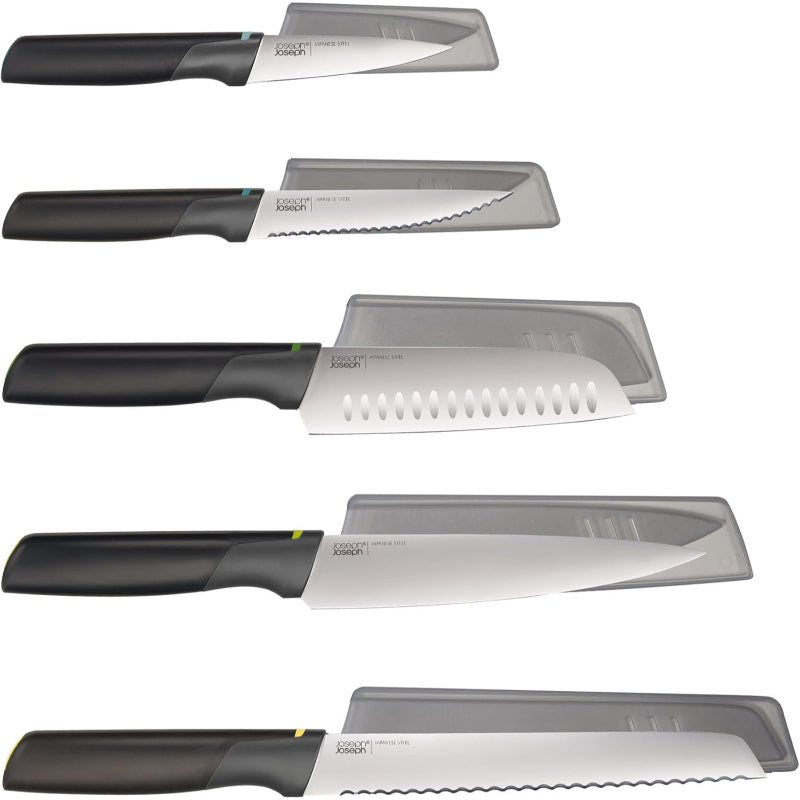 Joseph Joseph Duo 5 Piece Elevate Kitchen Knife Set Black Silver Set - New Joseph Joseph