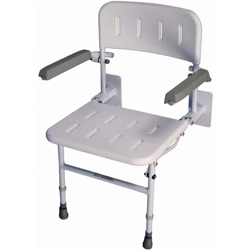 Aidapt Solo Shower Seat Wall Mounted Fold Flat Adjustable Elderly Disabled - Very Good The Outlet Shop