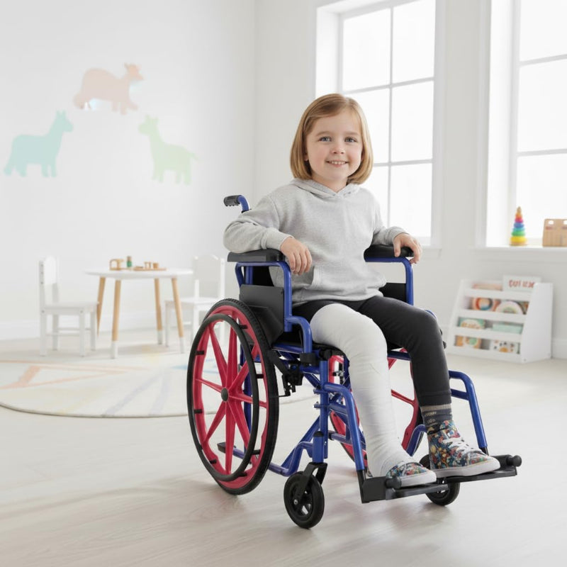 PEPE Kids Wheelchair Self Propelled Foldable Lightweight Steel Pink - New PEPE Mobility