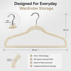 1ABOVE Premium Quality 20 pack Non-Slip Velvet Hangers (44cm) Heavy Duty Velvet Suit Hangers with Tie Bar, 360^0 Swivel Hooks - Space saving, sturdy to hold Jacket, Jumper & Pullover(Set of 20-IVORY) - Very Good