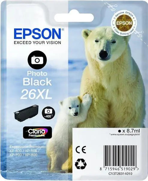 Epson 26XL Polar Bear Ink Cartridge- Black (New) Epson