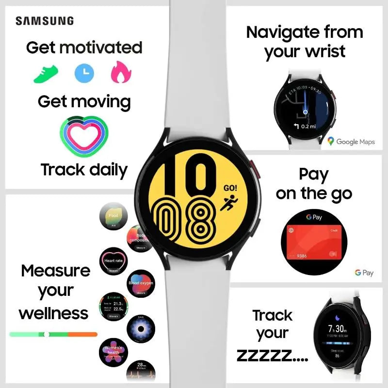 Samsung Galaxy Watch 4 Smart Watch 40mm Black Bluetooth WiFi LTE 4G Fitness Tracker - Refurbished Samsung